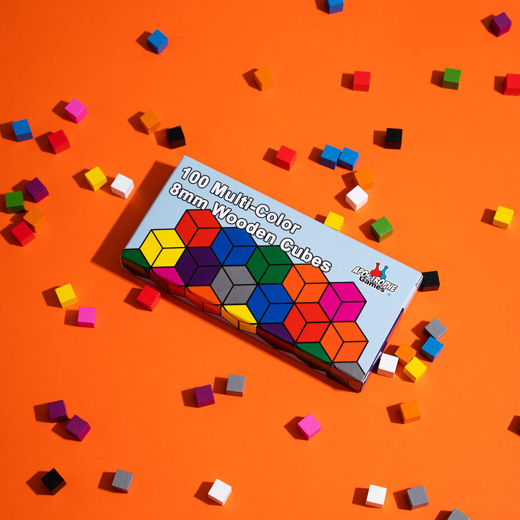 100 Multi-Color Wooden Cubes (8mm) – Board Game Replacement Pieces & Classroom Sorting Tokens by Apostrophe Games