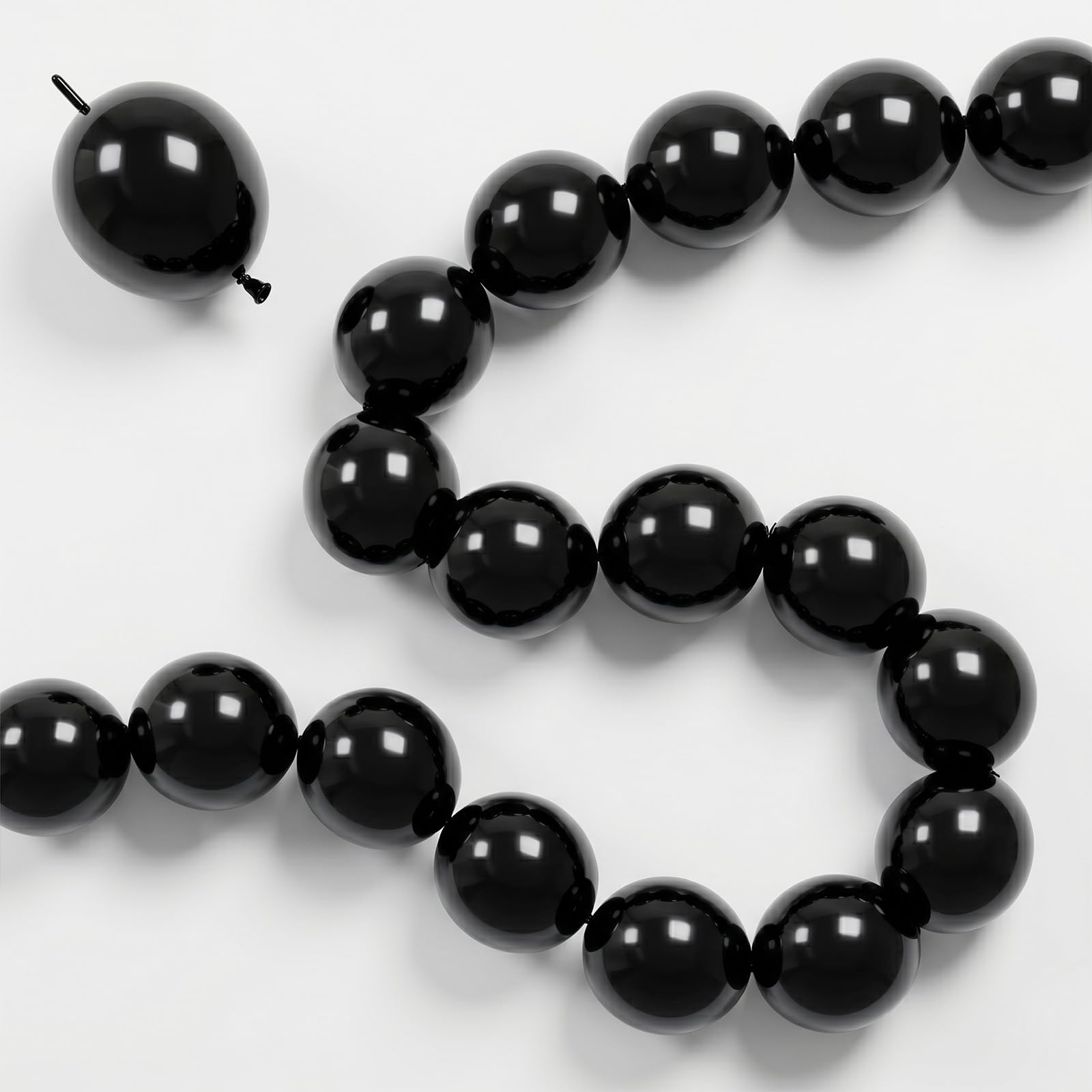 100 Pack 6 Inch Black Linking Balloons for DIY Balloon Arch, Balloon Wall, and Party Decorations