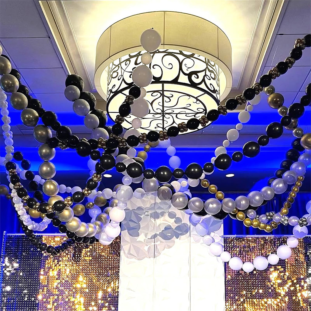 100 Pack 6 Inch Black Linking Balloons for DIY Balloon Arch, Balloon Wall, and Party Decorations