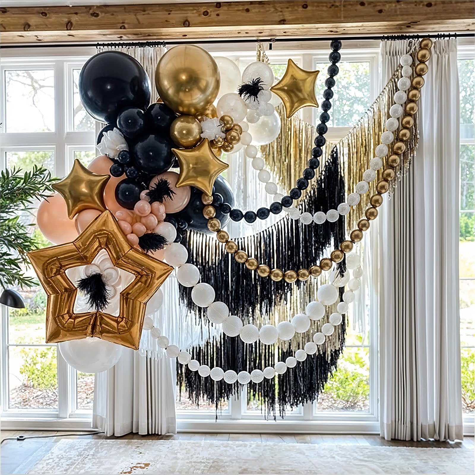 100 Pack 6 Inch Black Linking Balloons for DIY Balloon Arch, Balloon Wall, and Party Decorations
