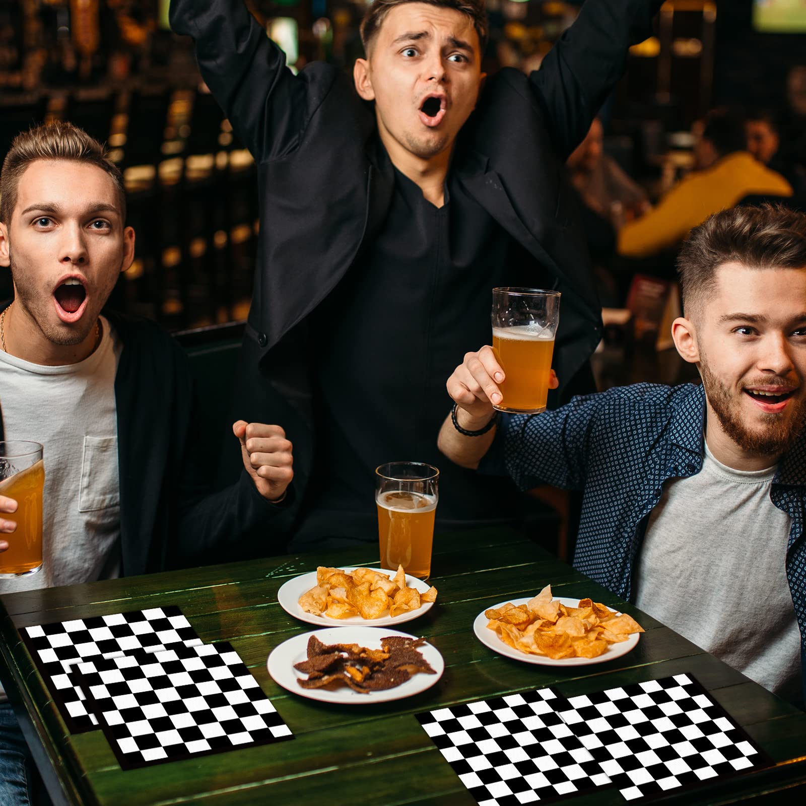 100 Pack Black and White Checkered Race Car Party Napkins – Disposable 2-Ply Paper Napkins for Themed Celebrations