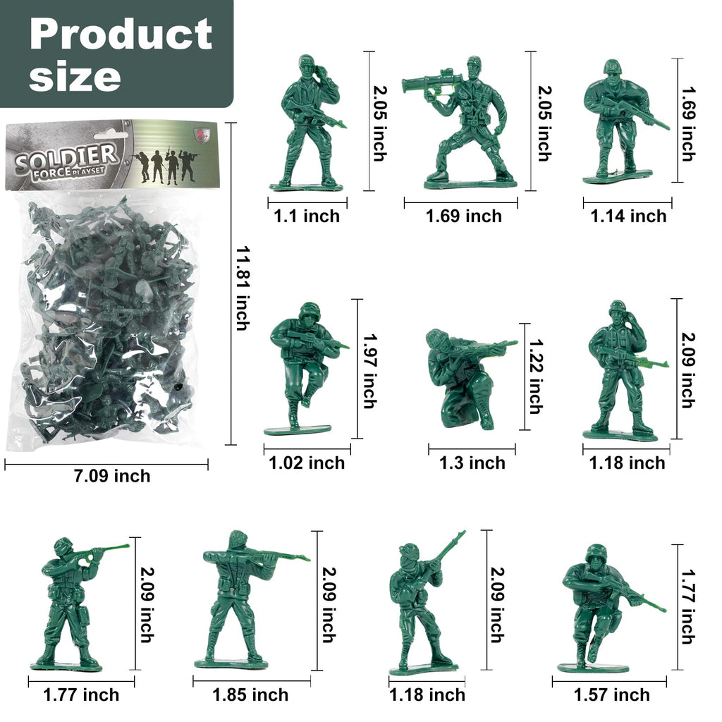 100-Pack Green Plastic Army Men – 2-Inch WWII Toy Soldiers with 10 Unique Sculpts