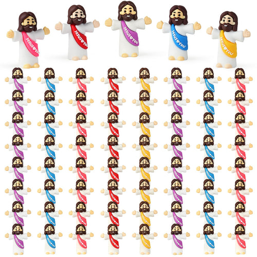 100-Pack Mini Jesus Figurines | Bulk Multicolor Little Jesus Dolls for Easter Egg Stuffers and Religious Gifts