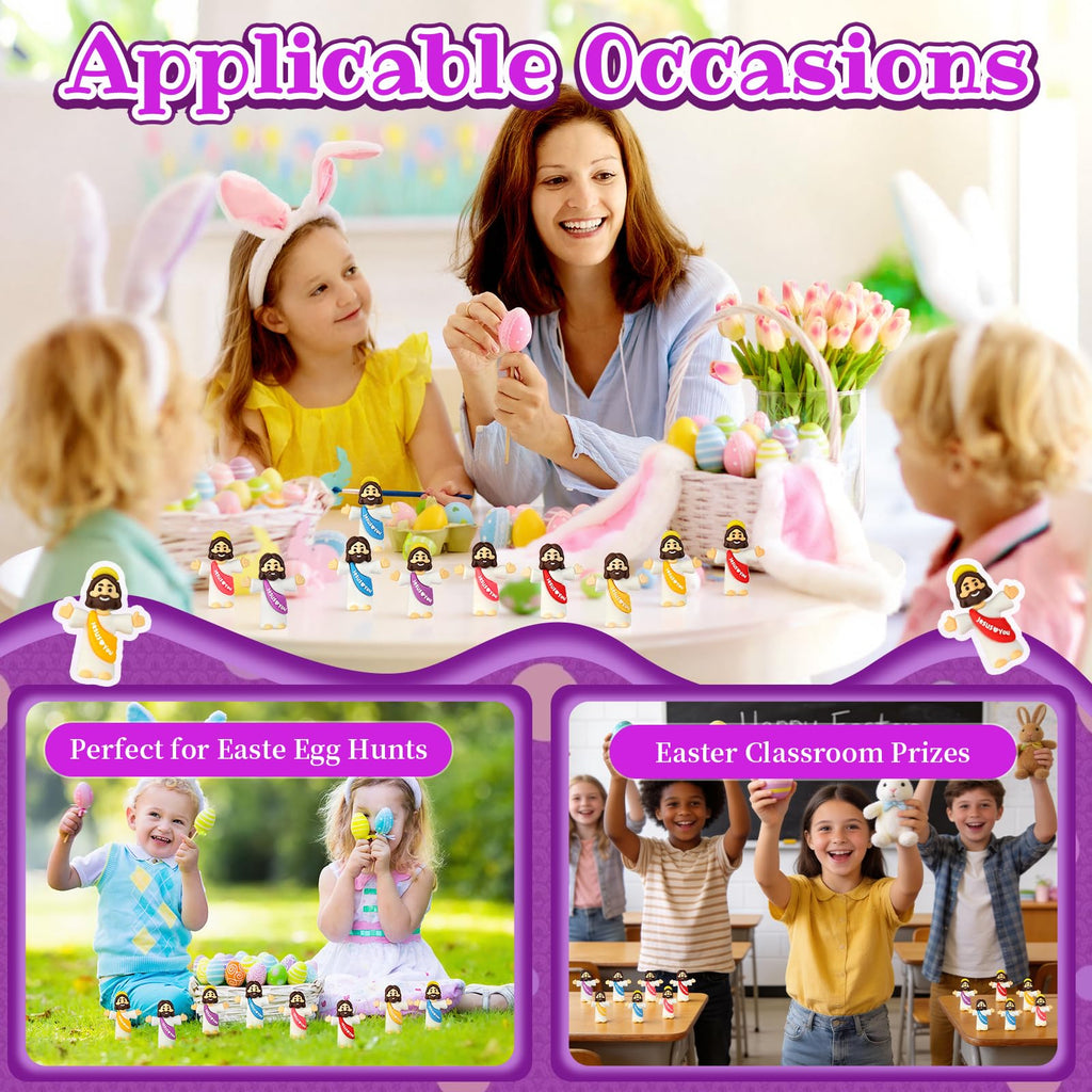 100-Pack Mini Jesus Figurines | Bulk Multicolor Little Jesus Dolls for Easter Egg Stuffers and Religious Gifts