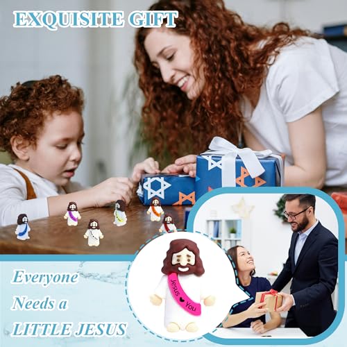 100 Pack Mini Rubber Jesus Figures - 'Jesus Loves You' Toys for Easter Eggs, Sunday School, and Faith Sharing (10 Colors)
