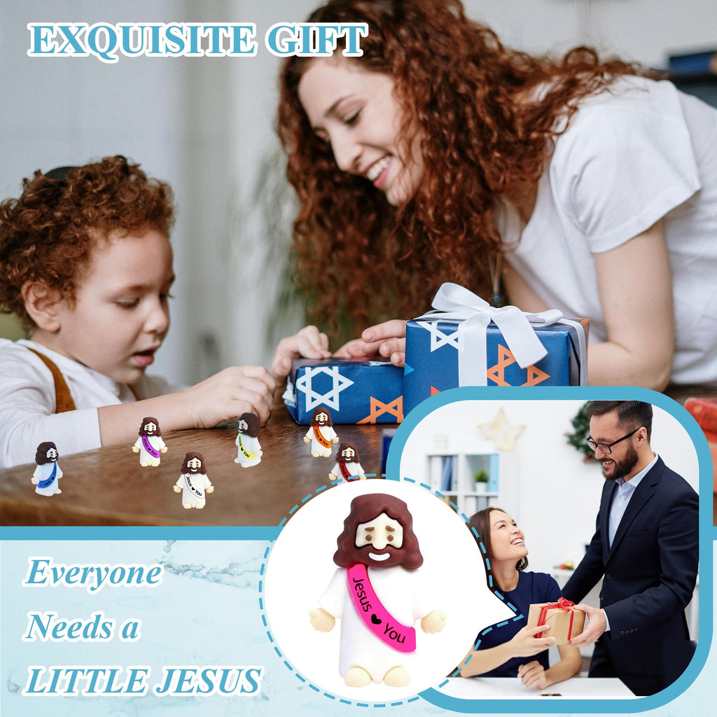 100 Pack Mini Rubber Jesus Figures - 'Jesus Loves You' Toys for Easter Eggs, Sunday School, and Faith Sharing (10 Colors)