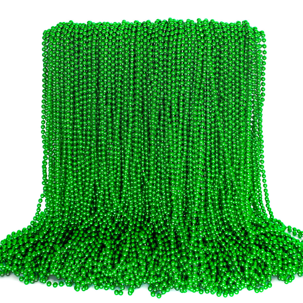 100 Pcs St. Patrick's Day Bead Necklaces - 33 Inch Green Plastic Party Favors Bulk