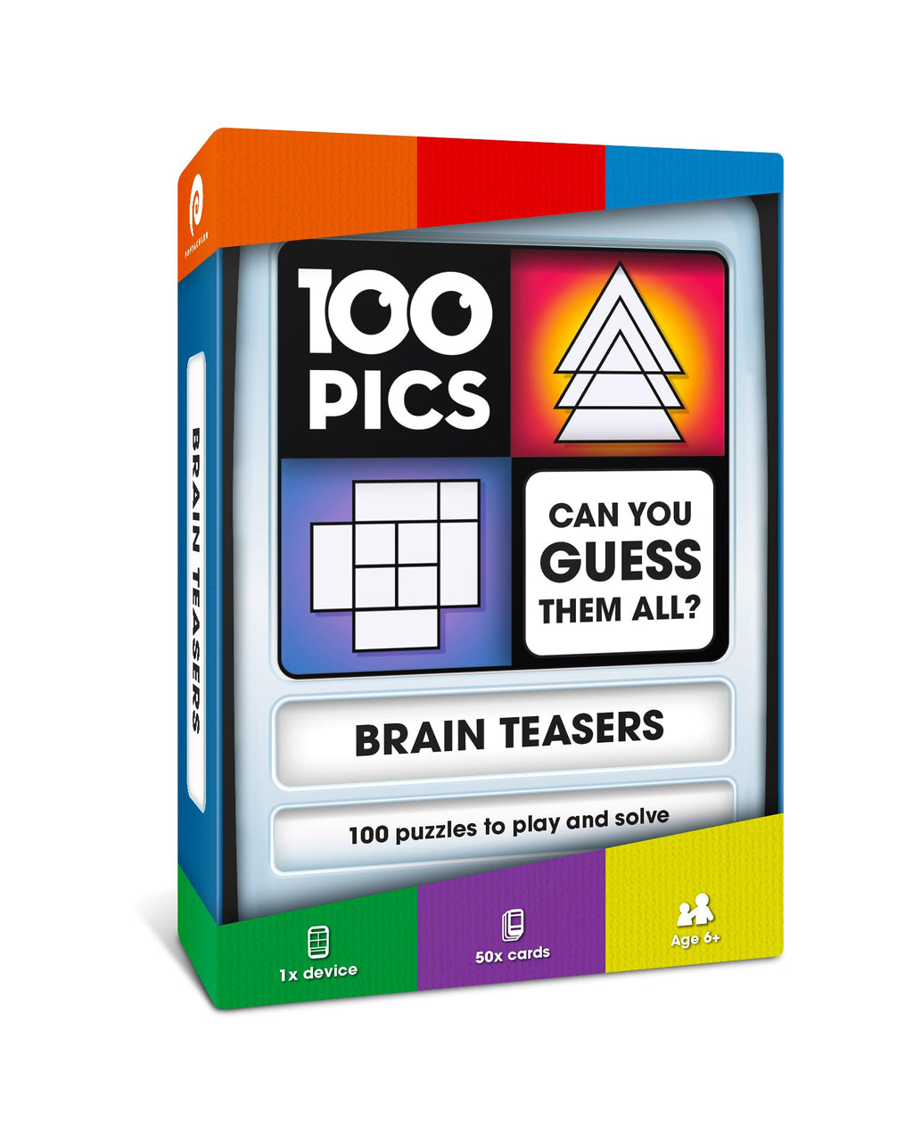 100 PICS Brain Teasers Travel Game – 100 Puzzles with Slide Reveal Flash Cards
