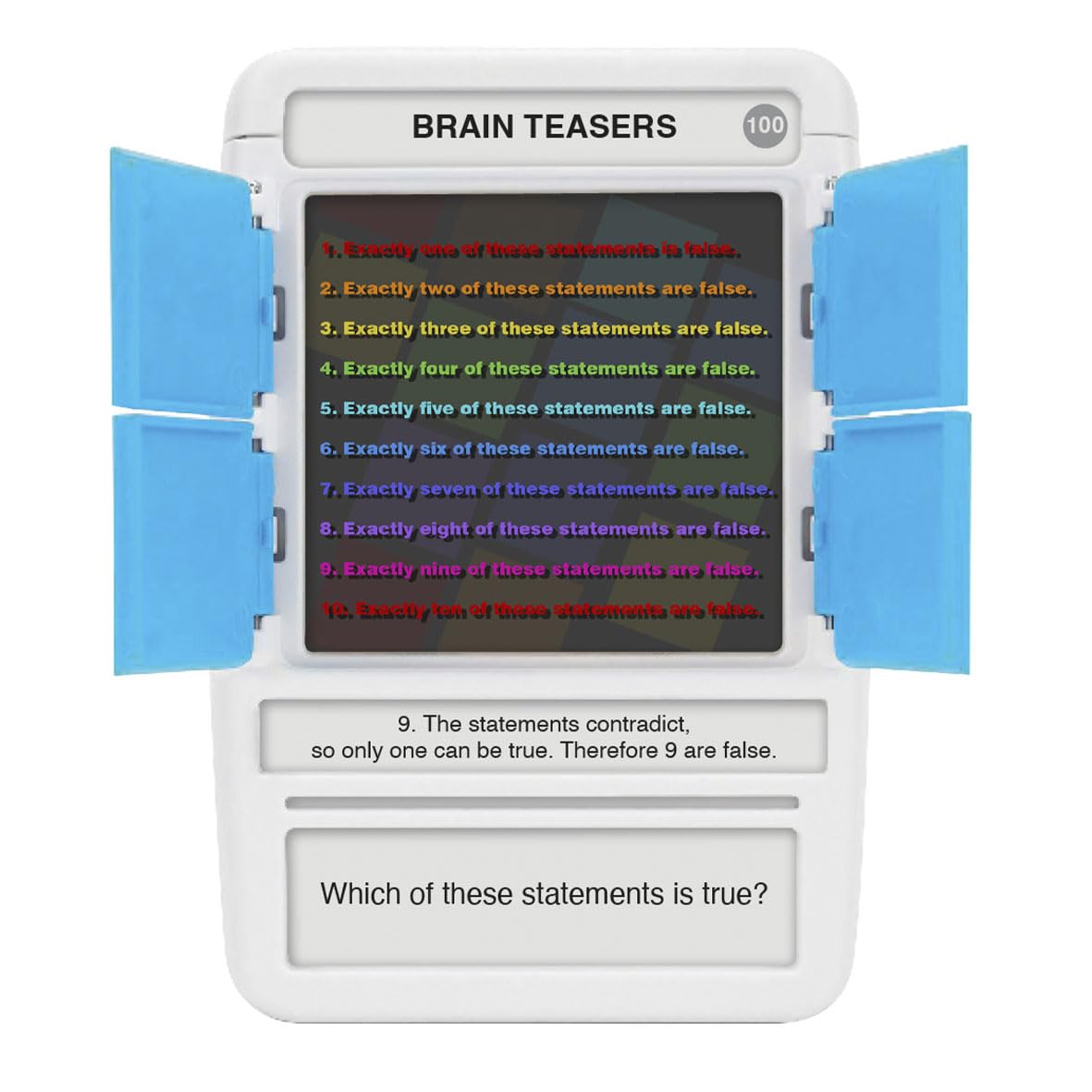 100 PICS Brain Teasers Travel Game – 100 Puzzles with Slide Reveal Flash Cards