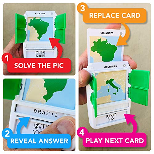 100 PICS Countries of the World Travel Game – Learn 100 Countries with Flash Cards & Slide Reveal Case