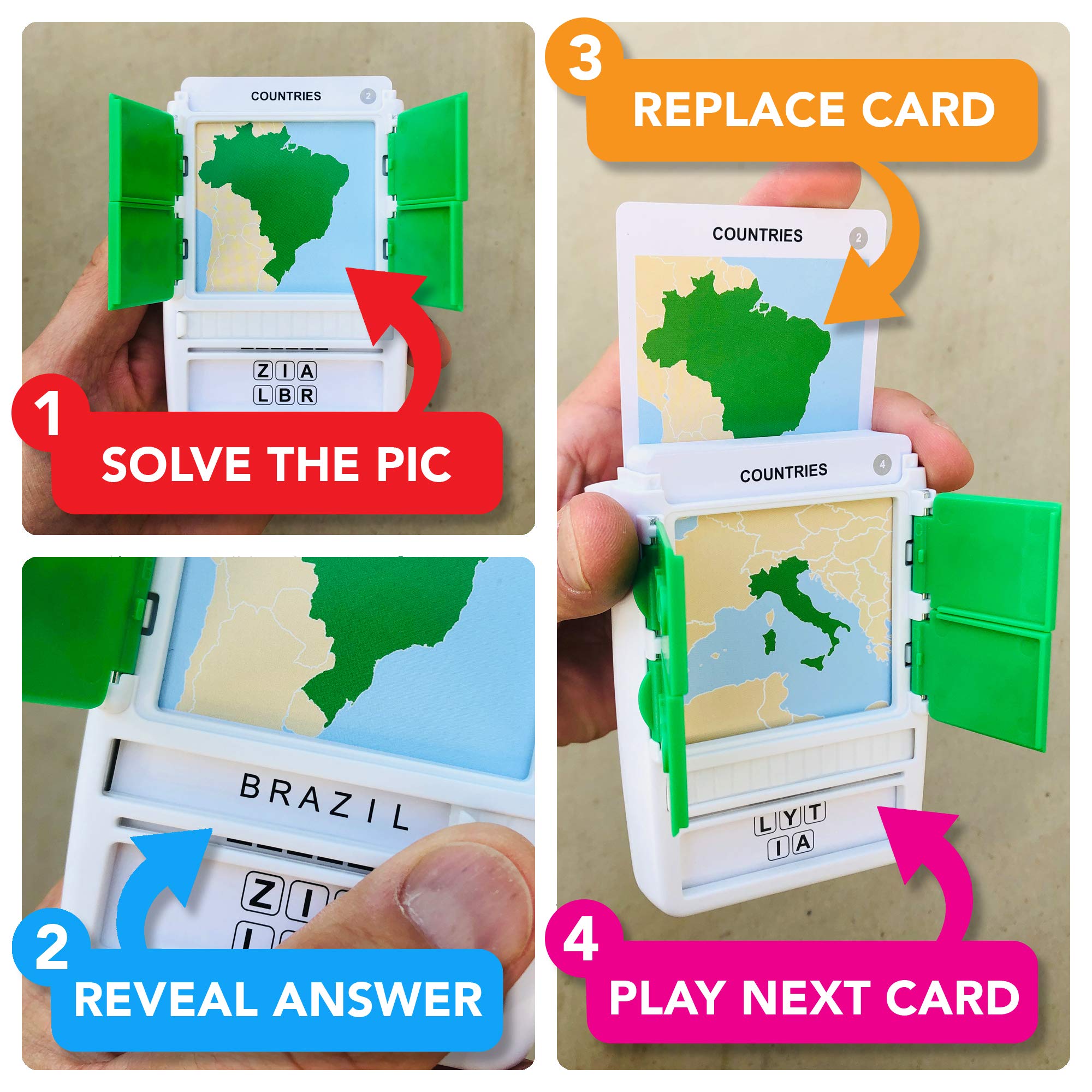 100 PICS Countries of the World Travel Game – Learn 100 Countries with Flash Cards & Slide Reveal Case