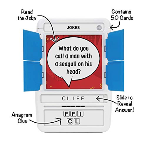 100 PICS Jokes Travel Game – Pocket-Sized Card Game with 100 Family Jokes for Kids & Adults