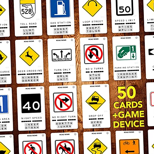 100 PICS US Road Signs Travel Game – Learn 100 Road Signs with Slide-Reveal Cards, Ages 6+
