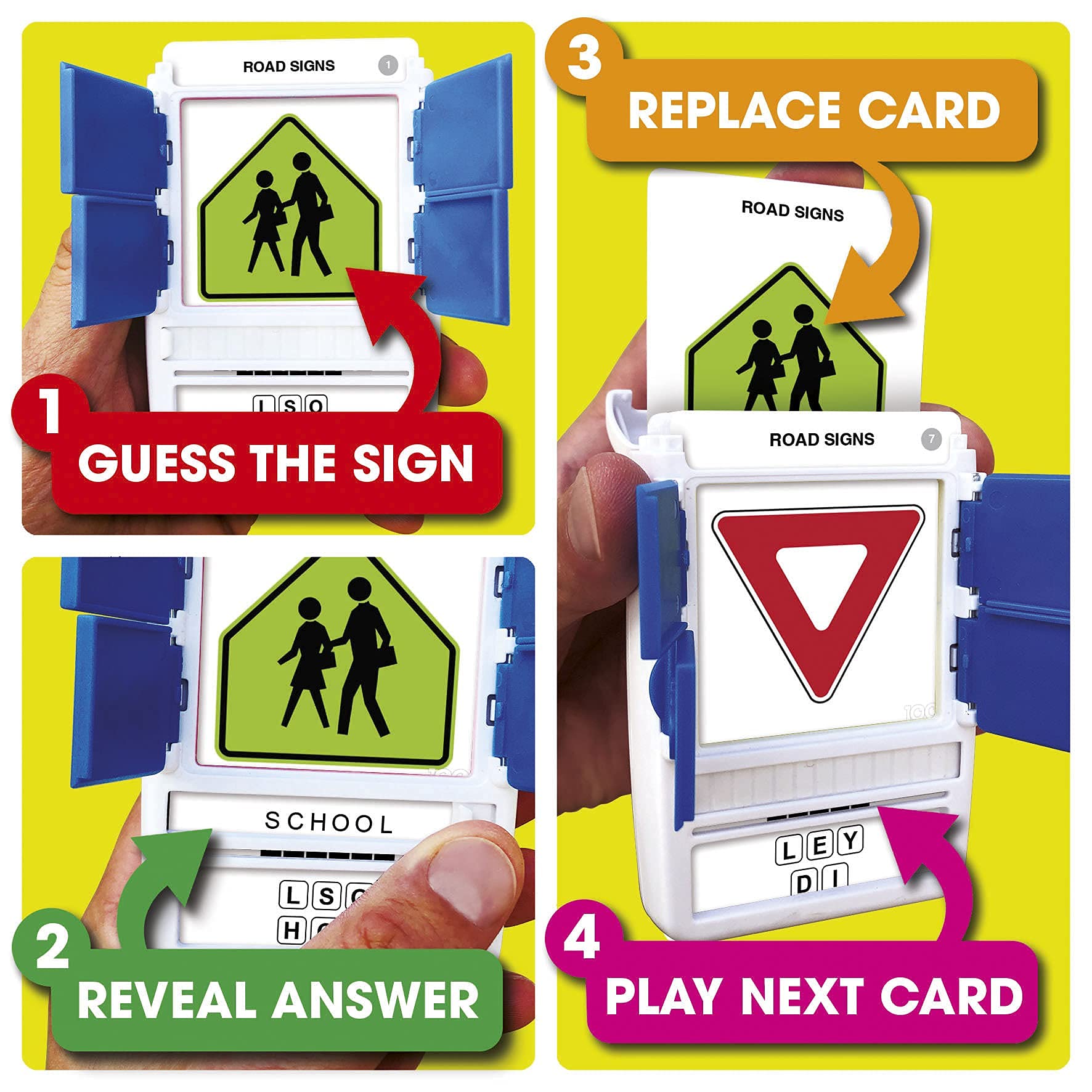 100 PICS US Road Signs Travel Game – Learn 100 Road Signs with Slide-Reveal Cards, Ages 6+
