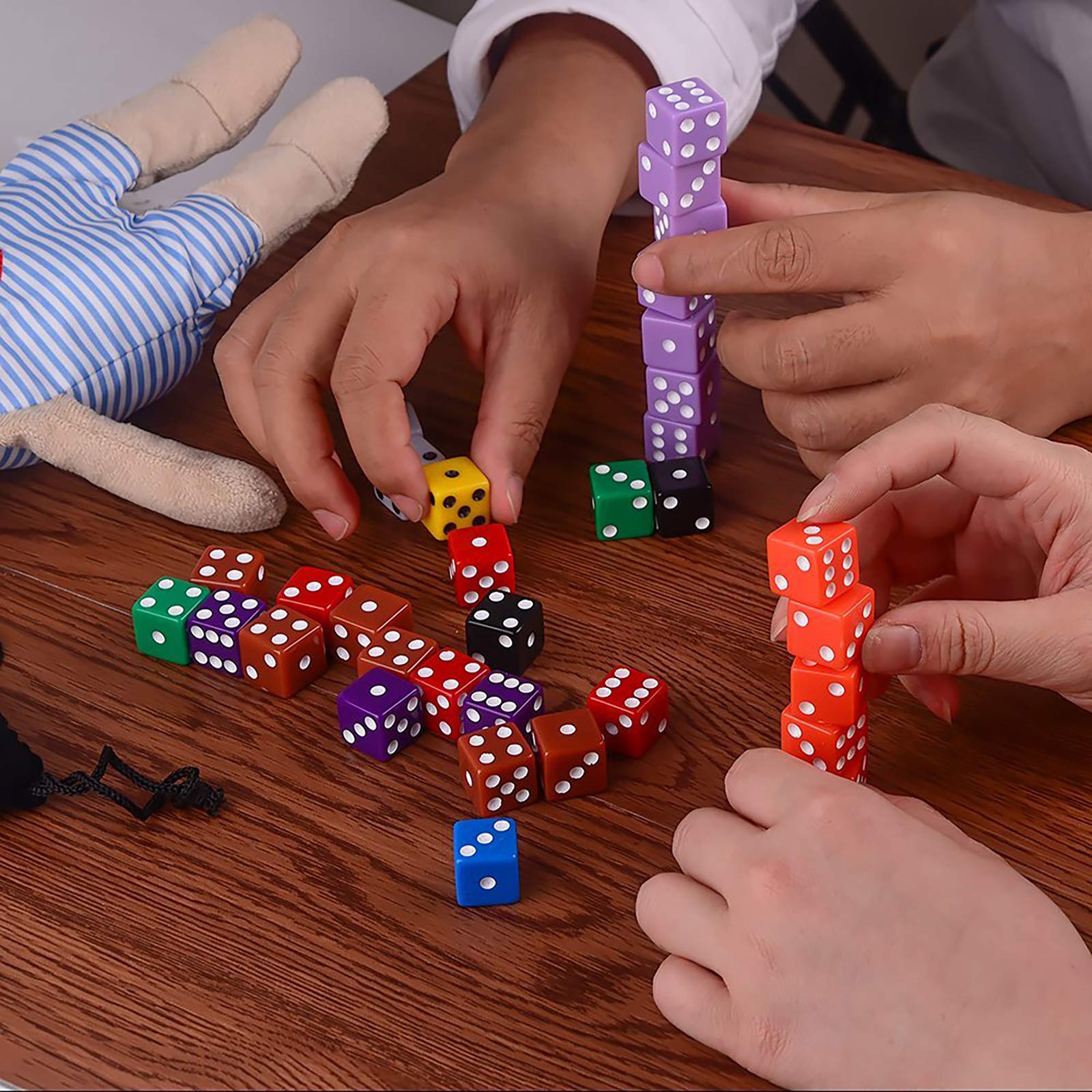 100-Piece 10-Color Standard 16mm Game Dice Set by AUSTOR with Storage Bag for Tenzi, Farkle, Yahtzee, Bunco, Math