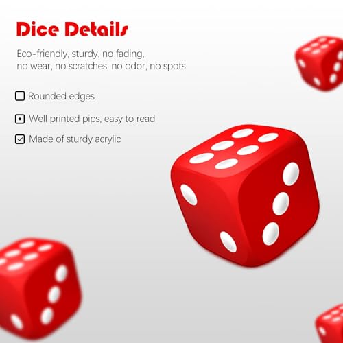 100-Piece 16mm Acrylic Dice Set – 10 Colors in Velvet Bag for DND, RPG, Yahtzee, Board Games