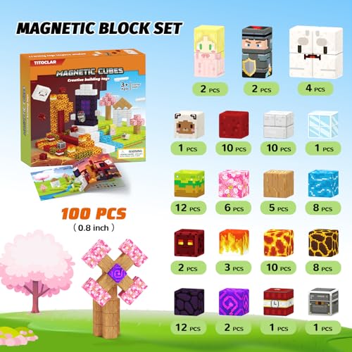 100-Piece Magnetic Blocks Set for Kids Ages 3+ – STEM Building Toy with Two Adventure Themes