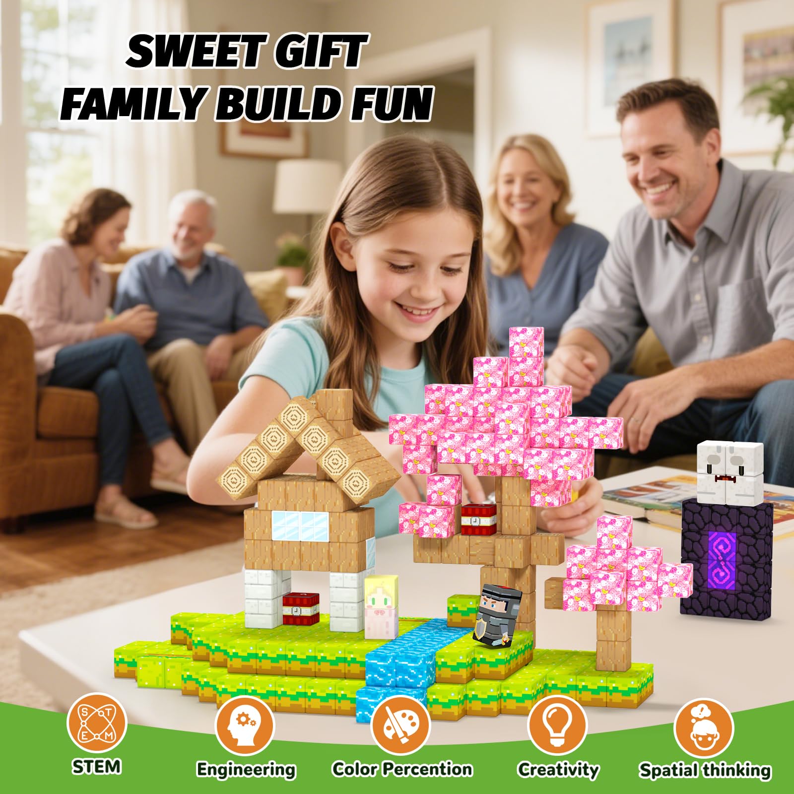 100-Piece Magnetic Blocks Set for Kids Ages 3+ – STEM Building Toy with Two Adventure Themes