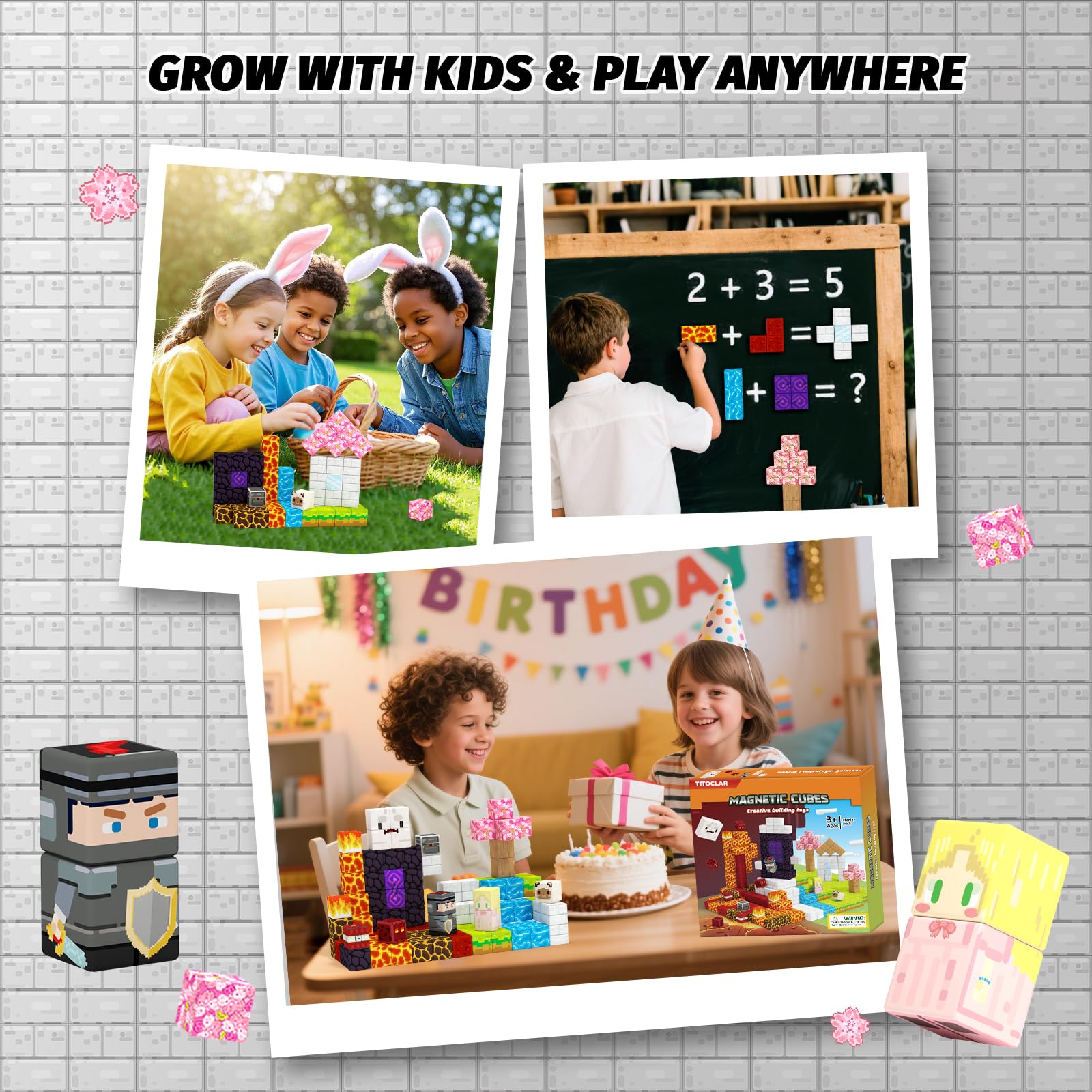 100-Piece Magnetic Blocks Set for Kids Ages 3+ – STEM Building Toy with Two Adventure Themes
