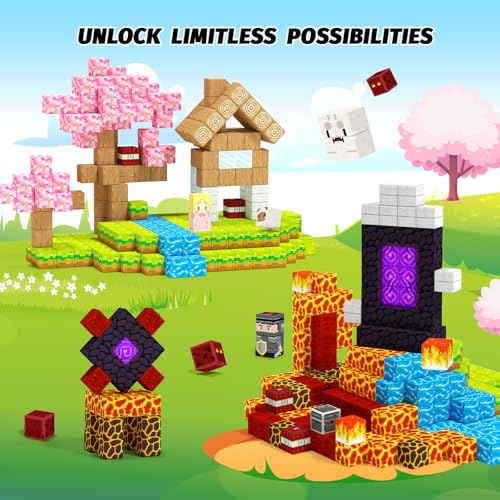 100-Piece Magnetic Blocks Set for Kids Ages 3+ – STEM Building Toy with Two Adventure Themes
