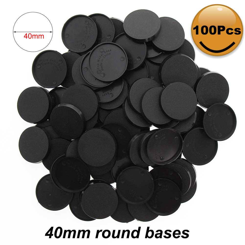 100-Piece Round Plastic Miniature Bases 40mm (1.57in) by Evemodel for Wargaming