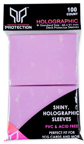 100 Pink Holographic Perfect Fit Card Sleeves – Standard Size for Pokemon, MTG, Yugioh & More