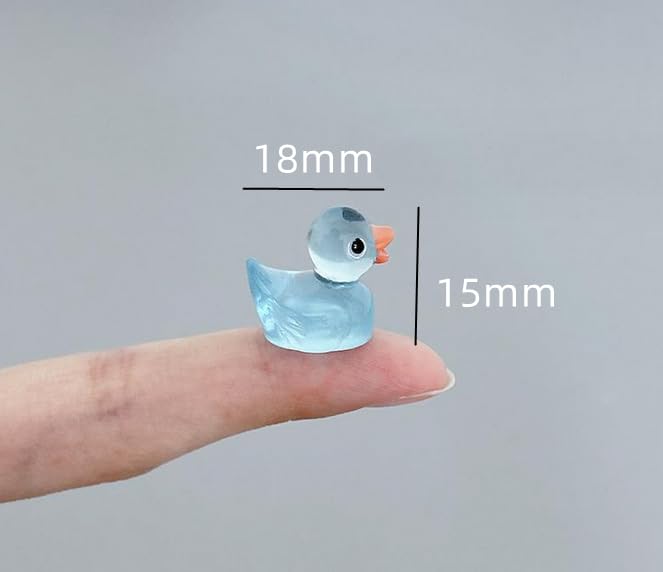 100 Pink Mini Resin Ducks – Glow in the Dark, 15mm Dollhouse Decor for Fairy Gardens, Aquariums, and DIY Crafts