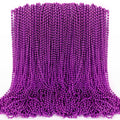 100 Purple Mardi Gras Beads - 33-Inch Plastic Bead Necklaces for Parade Throws and Party Favors