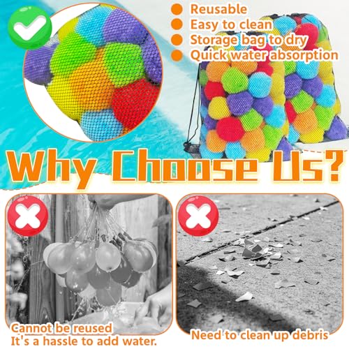 100 Reusable Water Balloons – Colorful Splash Balls for Outdoor Games, Pool, and Beach