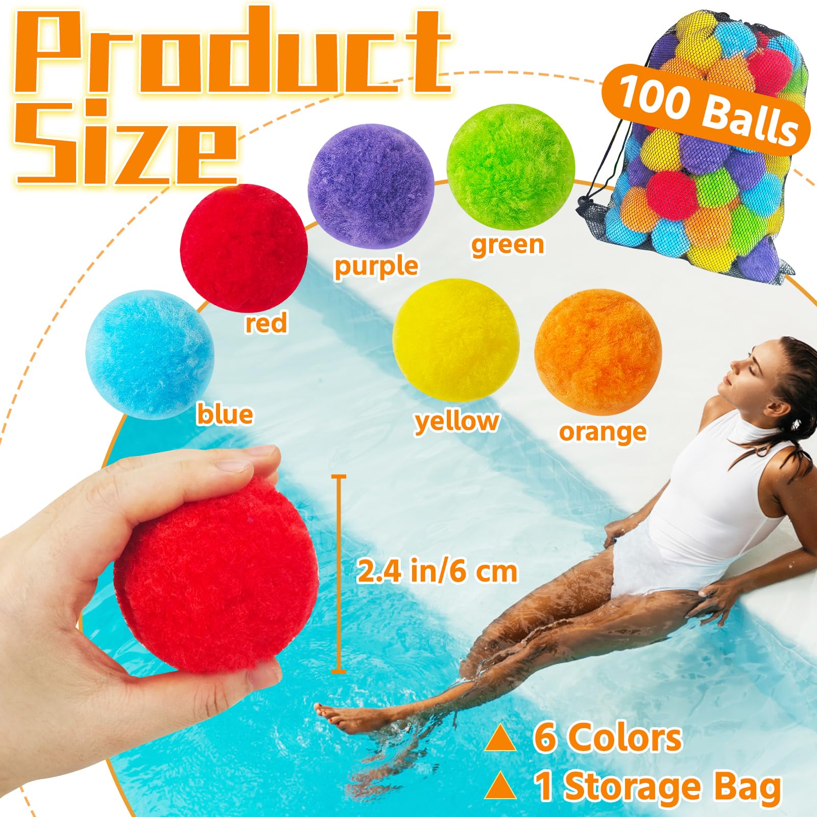 100 Reusable Water Balloons – Colorful Splash Balls for Outdoor Games, Pool, and Beach