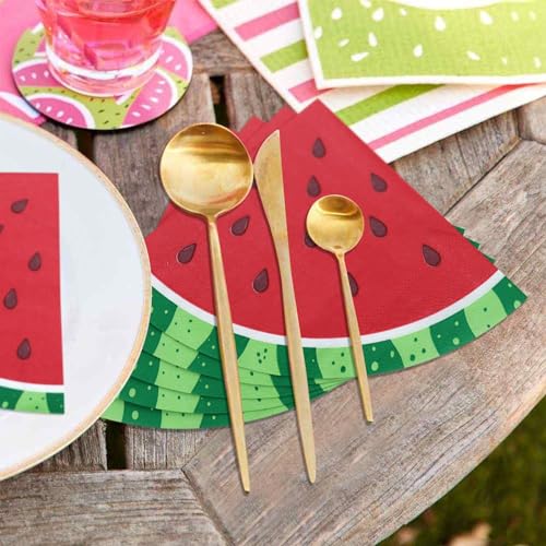 100 Watermelon Napkins - Disposable 13x13 Inch Paper Napkins for Summer Parties, Picnics, and Baby Showers