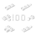 100 White 1x2 Building Plates with Ball and Socket Connectors, Compatible with Major Brick Brands