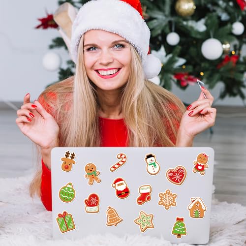 1000 Christmas Gingerbread Man Stickers - 2 Rolls, 16 Designs, Waterproof Vinyl Decals for Holiday Crafts & Gifts