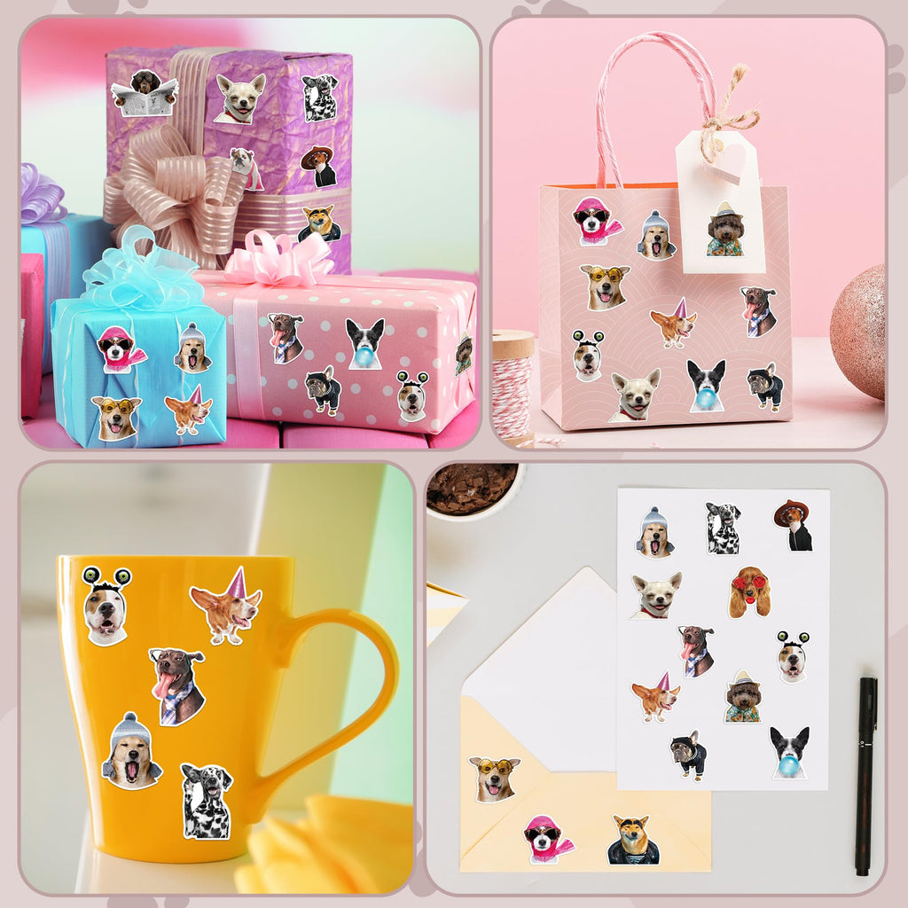 1000 Funny Dog Stickers on Rolls – 16 Cute Designs, Waterproof & Self-Adhesive