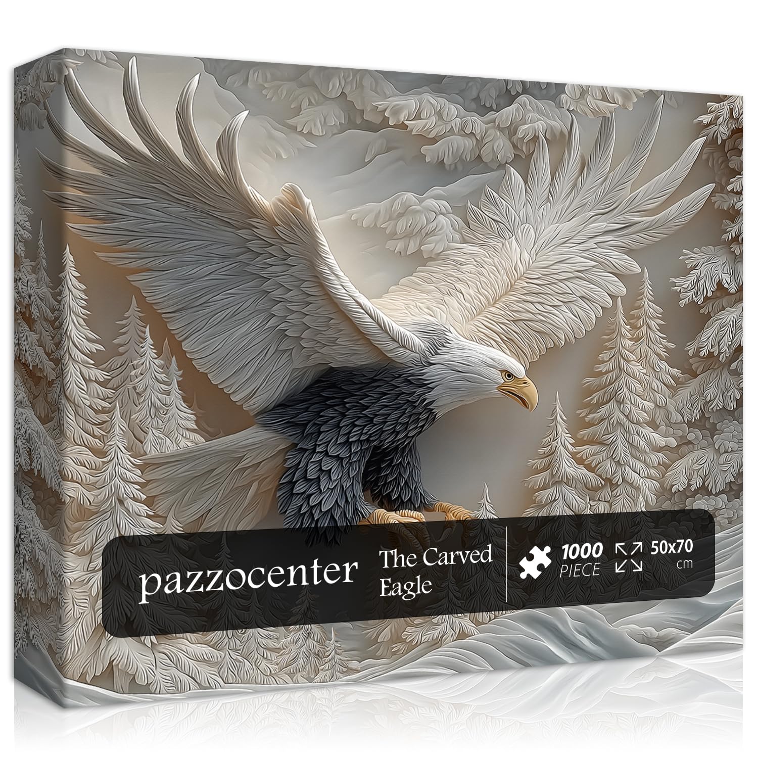 1000-Piece Carved Eagle Jigsaw Puzzle – Bald Eagle in Winter Forest