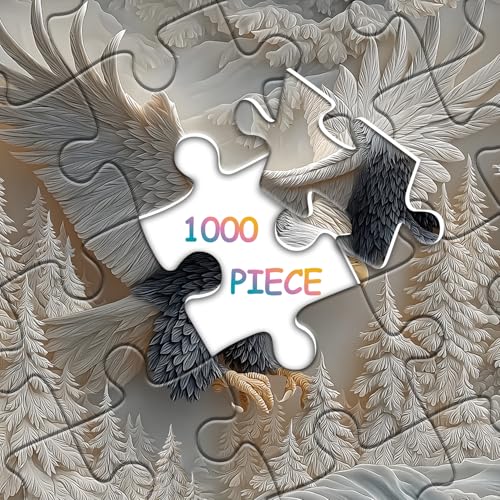 1000-Piece Carved Eagle Jigsaw Puzzle – Bald Eagle in Winter Forest