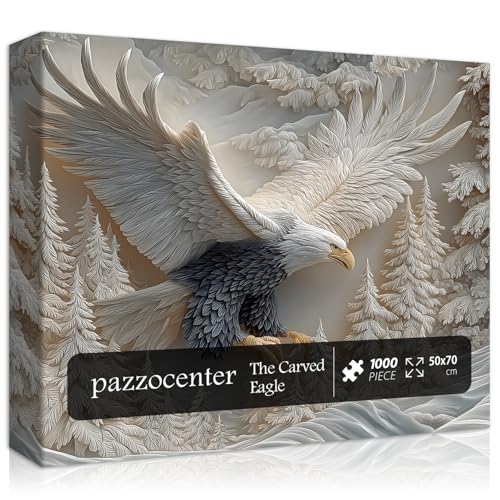 1000-Piece Carved Eagle Jigsaw Puzzle – Bald Eagle in Winter Forest