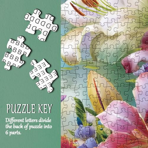 1000 Piece Flower Landscape Puzzle with Letters on Back – Colorful Floral Jigsaw for Adults, Includes Poster and Missing Piece Support
