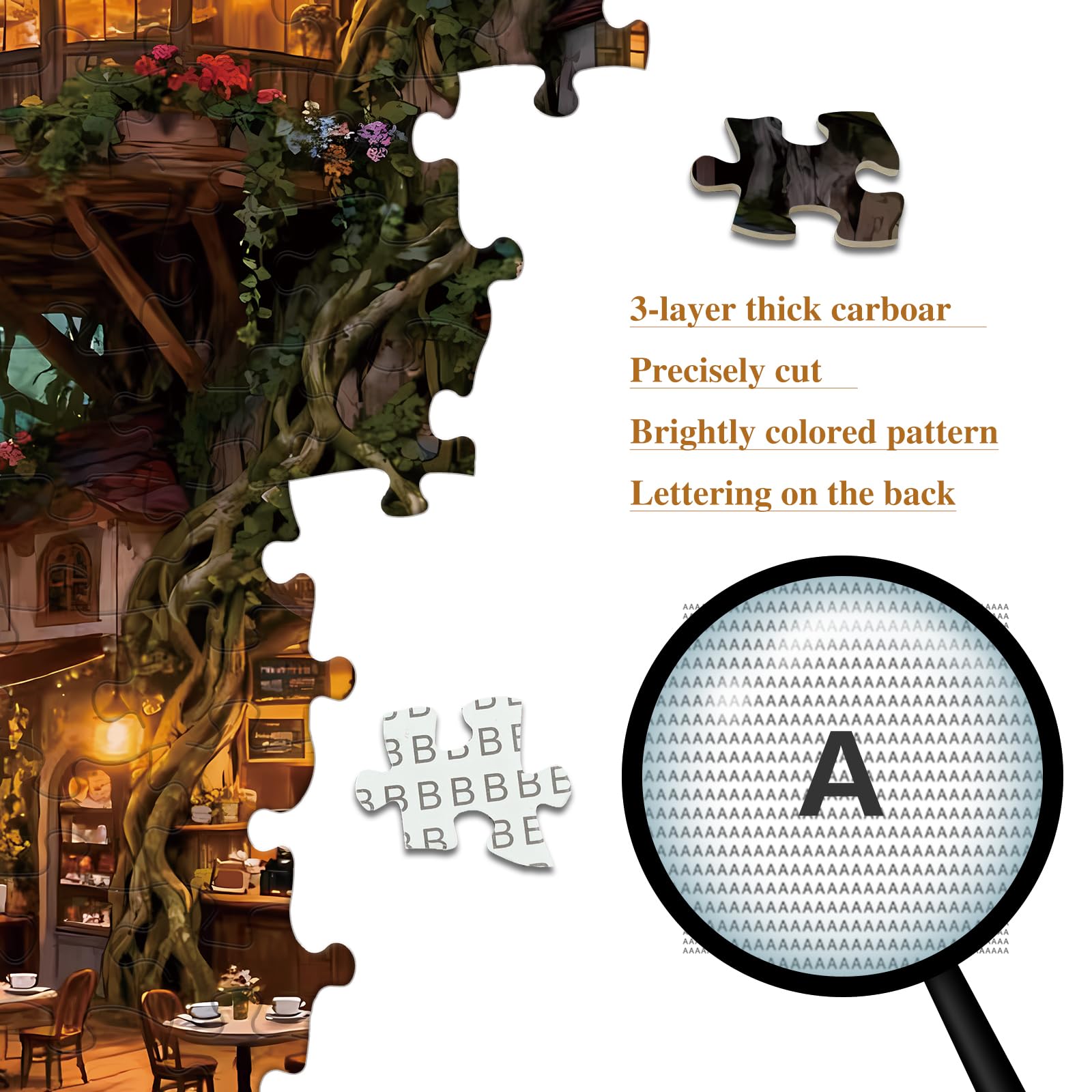 1000-Piece Magical Forest Treehouse Cafe Jigsaw Puzzle for Adults – Whimsical Wall Decor, 19.7 x 27.56 Inches