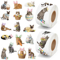 1000 Realistic Cat Roll Stickers – 16 Easter Kitten Designs, Waterproof Vinyl Decals for Laptops, Guitars & Party Favors