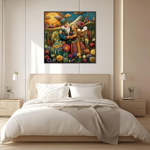 1024-Piece Jigsaw Puzzle for Adults – Bohemian Gnome Couple Floral Field by PULEZZFORU