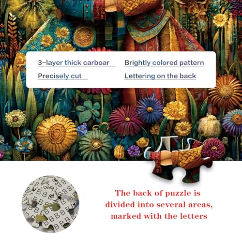 1024-Piece Jigsaw Puzzle for Adults – Bohemian Gnome Couple Floral Field by PULEZZFORU