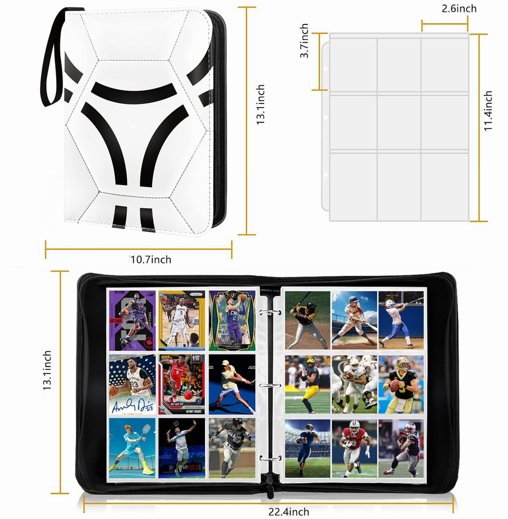 1080-Pocket Card Binder with Zipper – Soccer Theme, 60 Removable Pages for Sports & TCG Cards