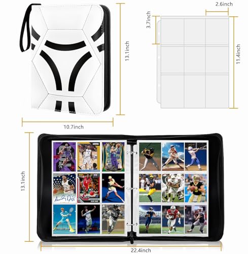 1080-Pocket Card Binder with Zipper – Soccer Theme, 60 Removable Pages for Sports & TCG Cards