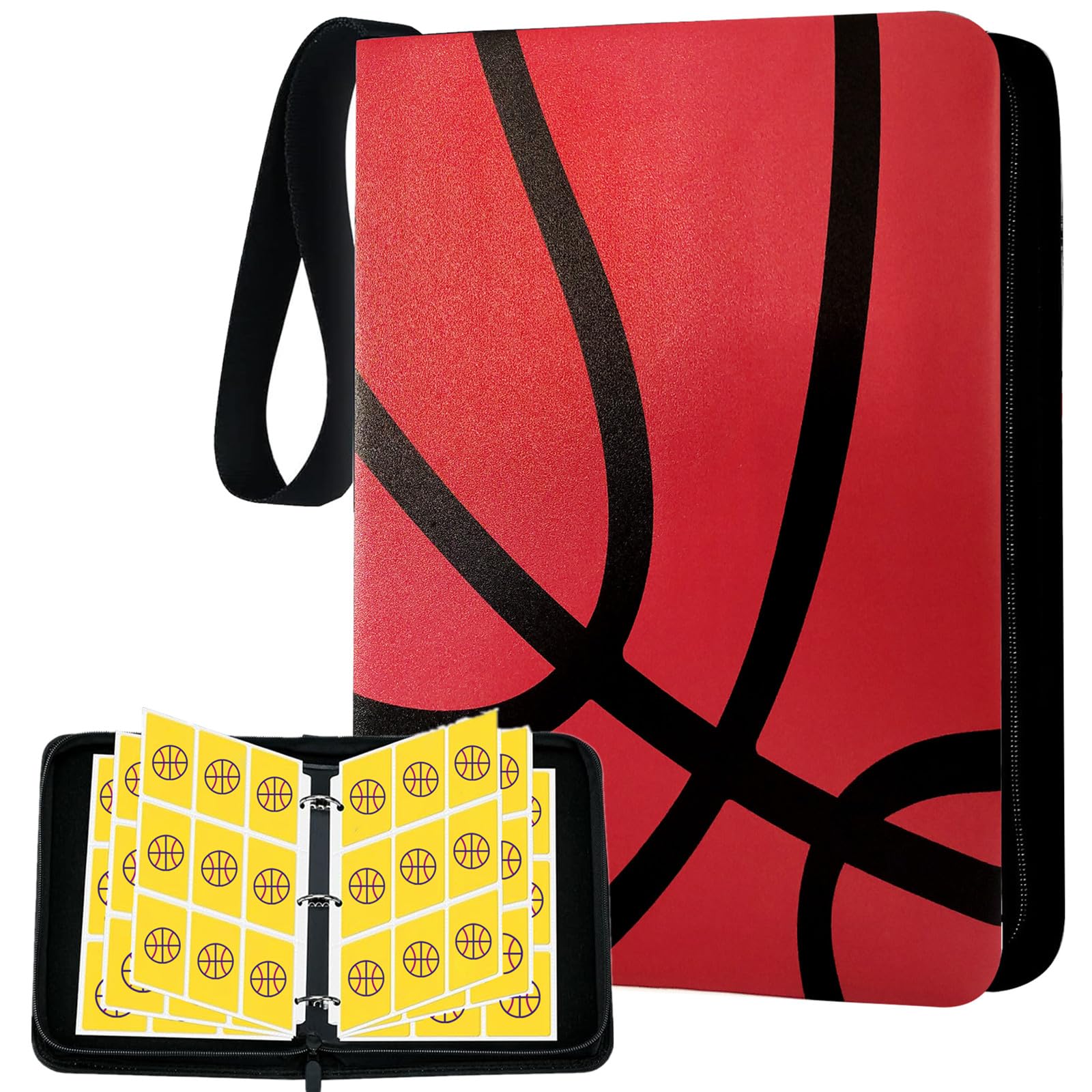 1080-Pocket Trading Card Binder with Zipper – Basketball Design, 60 Removable Pages by TCGCARDIUM