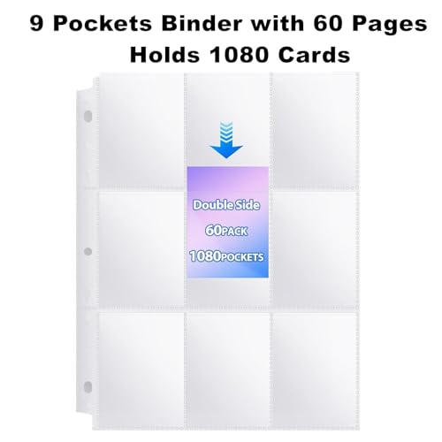 1080-Pocket Trading Card Binder with Zipper – Basketball Design, 60 Removable Pages by TCGCARDIUM