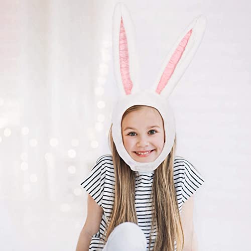 10AGIRL Plush Bunny Hat with Adjustable Ears – Soft Cosplay Hood for Women