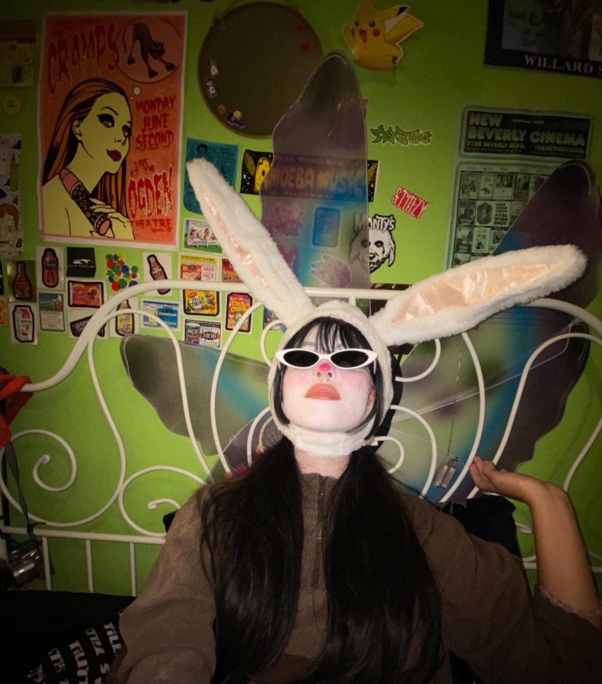 10AGIRL Plush Bunny Hat with Adjustable Ears – Soft Cosplay Hood for Women
