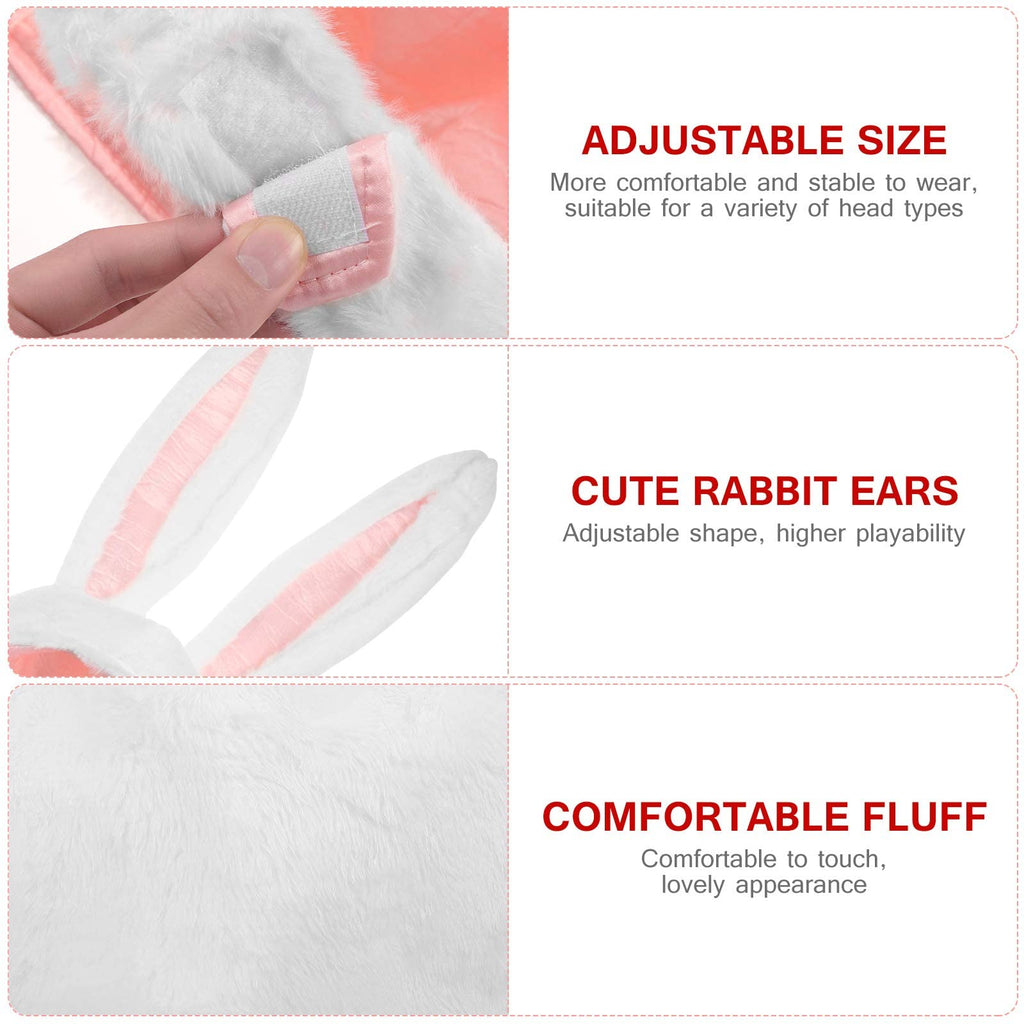 10AGIRL Plush Bunny Hat with Adjustable Ears – Soft Cosplay Hood for Women
