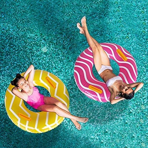10Leccion 40-Inch Yellow Inflatable Pool Tube with Handles for Adults and Teens